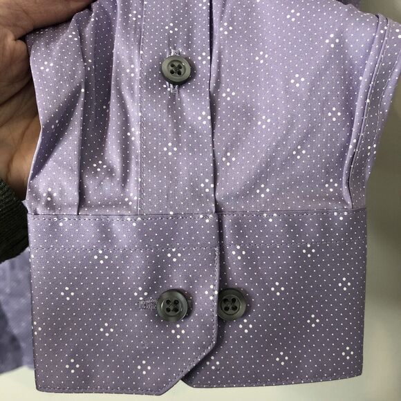 Alfani NWT Men's Regular Fit AlfaTech Button Up Lavender w/White Dots Shirt L - Picture 6 of 9